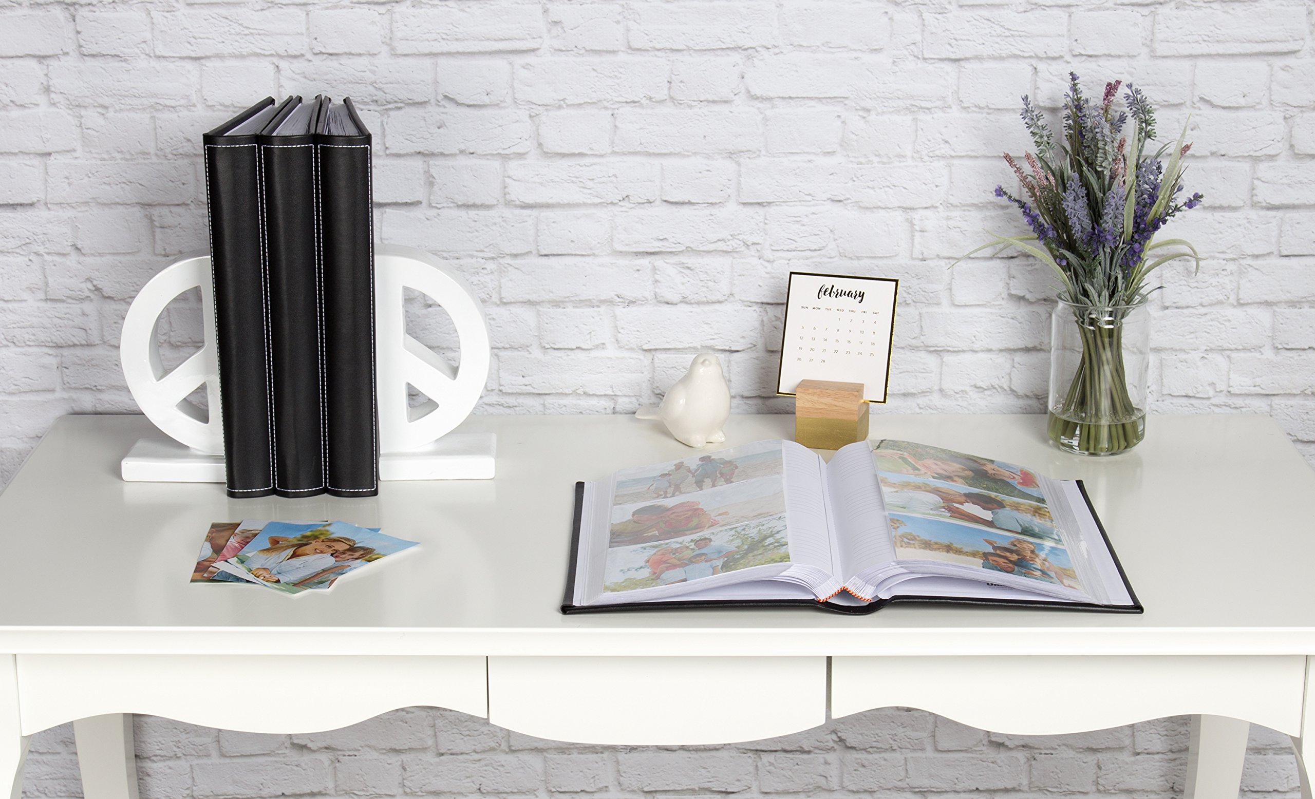 DesignOvation Debossed Black Faux Leather Photo Album, Holds 300 4x6 Photos, Set 32231079081 eBay