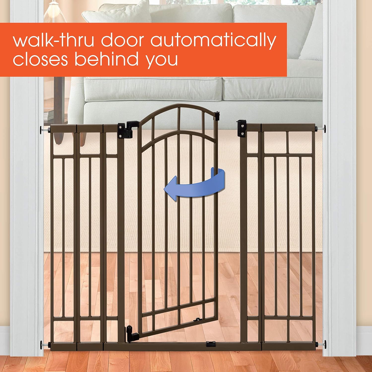 Summer Multi-Use Decorative Extra Tall Walk-Thru Baby Gate, Metal, Bronze Finish – 36” Tall, Fits Openings up to 28.5” to 48” Wide, Baby and Pet Gate for Doorways and Stairways : Indoor Safety Gates : Baby