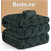 Bedsure GentleSoft Blankets Queen Size for Bed - Super Soft Cozy Blanket for Women Men Girls, Large Fuzzy Fleece Throw for Bedroom Decor, Dark Green, 90x90 Inches