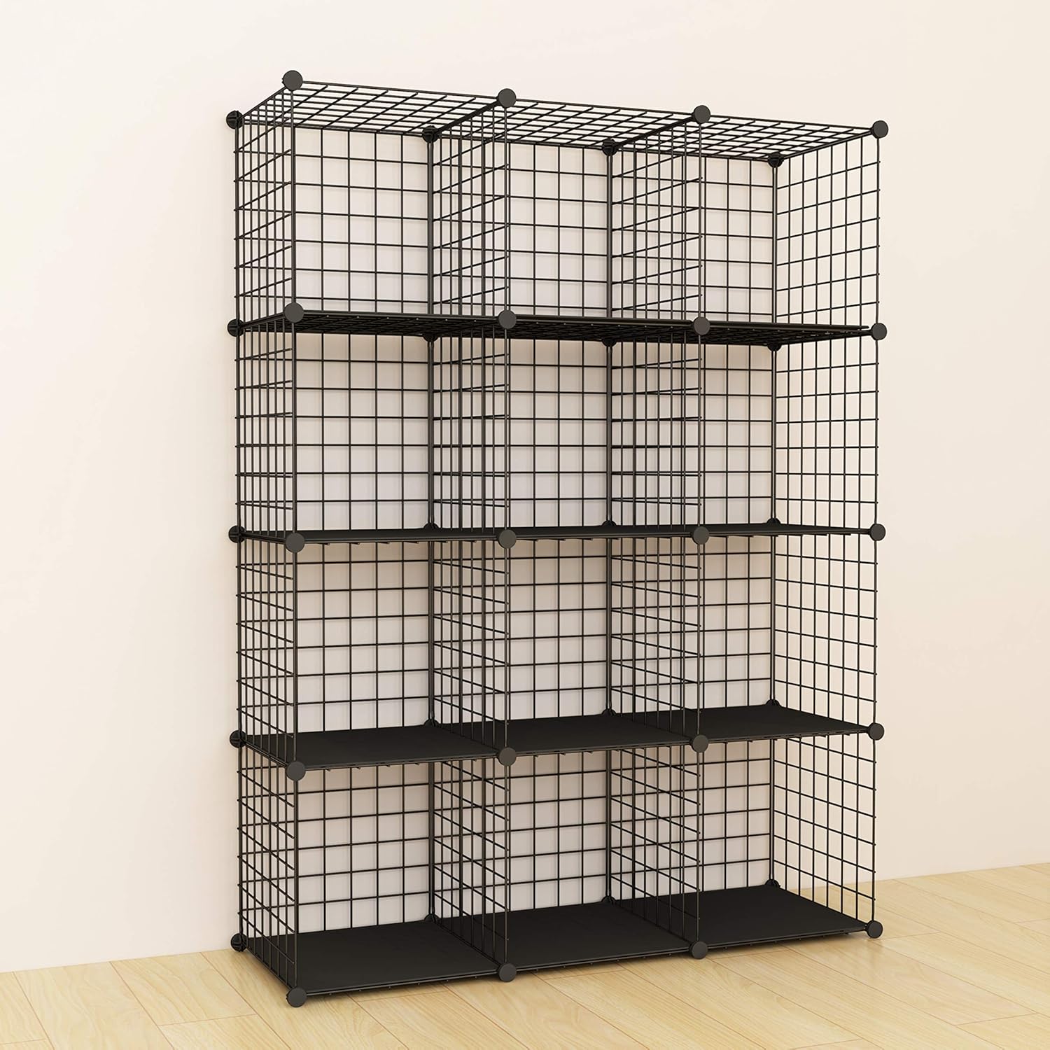 SIMPDIY Storage Rack with Wire Cube Storage 12 Cubes