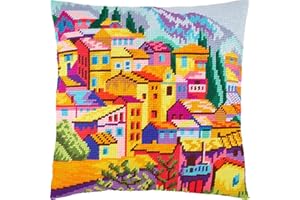 Brvsk Cityscape Embroidery Kit for Adults and Beginners — Monte 16″ × 16″ with Clear, Precise Printed Design on Cotton Canvas