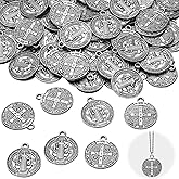 Tudomro 360 Pieces St Benedict Medals 0.94 x 0.79 Inch Christian Metal Saint Pendant Silver Toned Saint Benedict Protection from Evil Charm Pendant for Women Men Jewelry Making Gifts