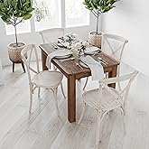 Merrick Lane Jessamine 46" x 30" Rectangular Rustic Solid Pine Farm Dining Table, Antique Farmhouse Wooden Dining Table for K