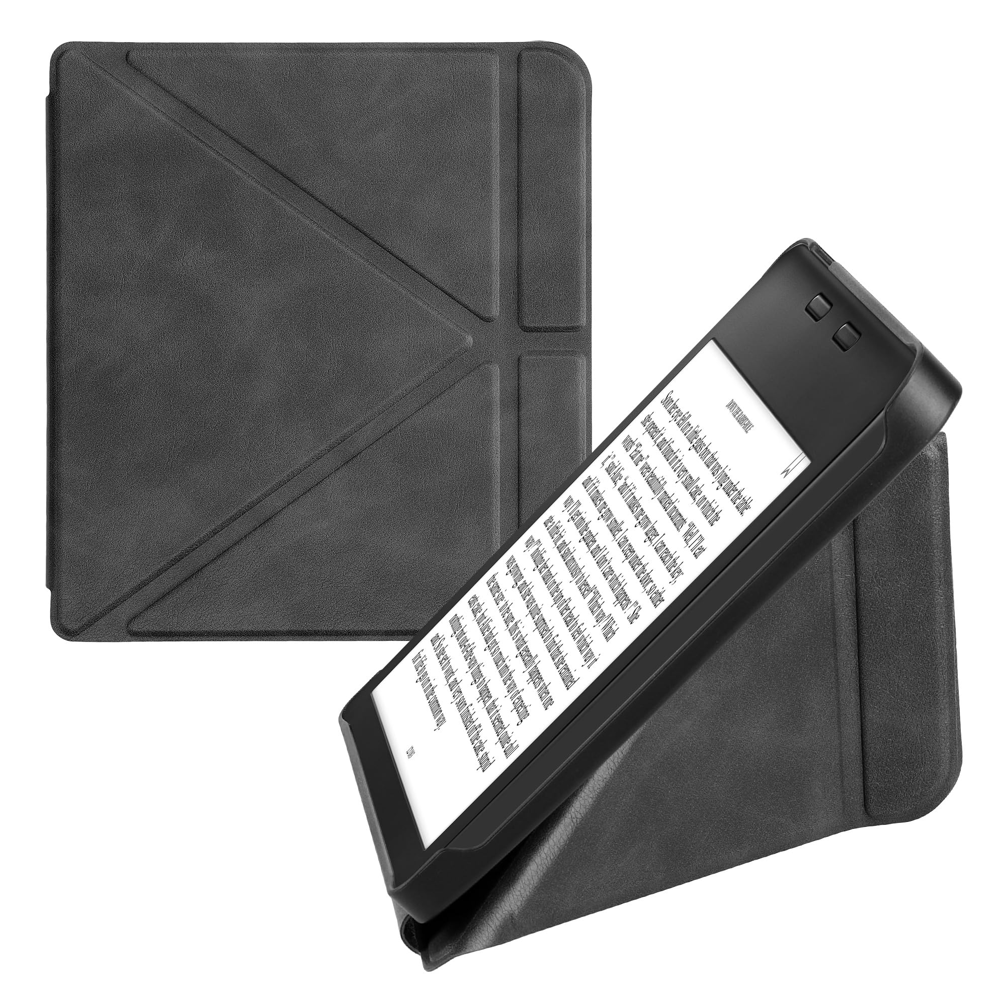 kwmobile Origami Cover for Kobo Libra 2 Case - Slim PU Leather eReader Cover with Stand and auto sleep funktion - Anthracite — image 1