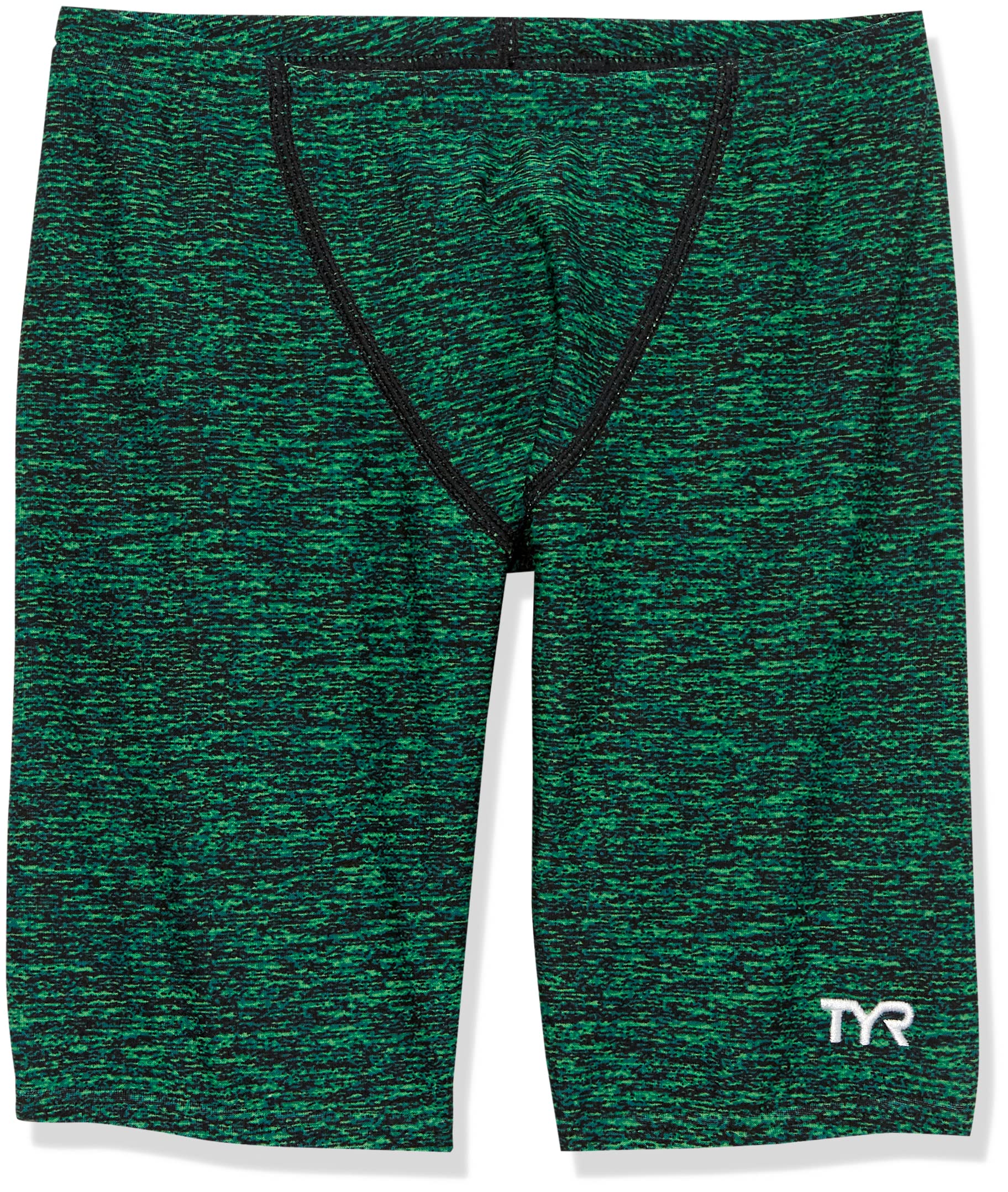 TYR Boys’ Standard Durafast Elite Jammer Swimsuit, Green Lapped, 22