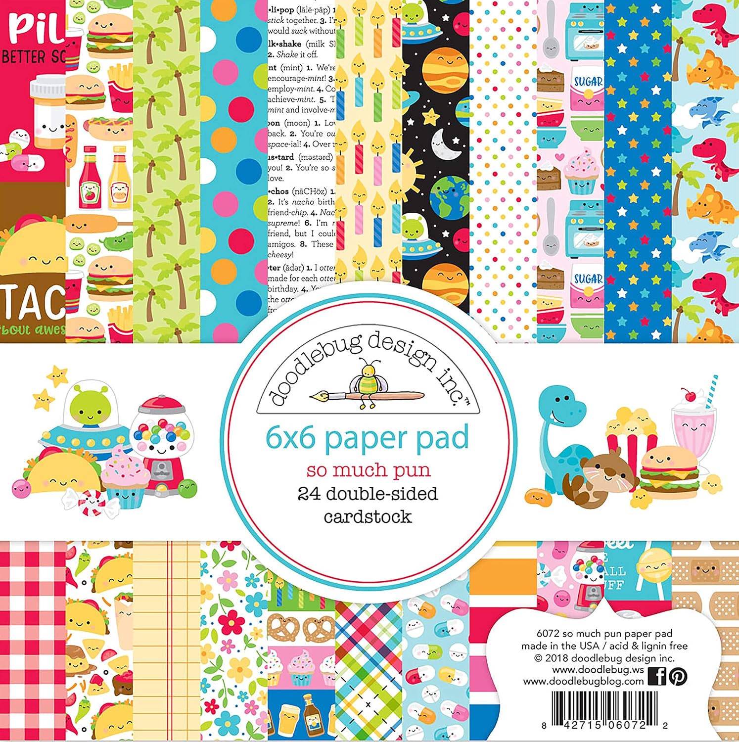 Doodlebug DoubleSided Paper Pad 6"X6" 24/PkgSo Much Pun, 12 Designs/2 Each Amazon.co.uk