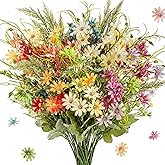 Waydress 6-Bundles Faux Daisy Plant, Artificial Silk Flower Multicolor Bouquet for Indoor Outside Home Garden Decor, Arrangement and Wedding Bouquet