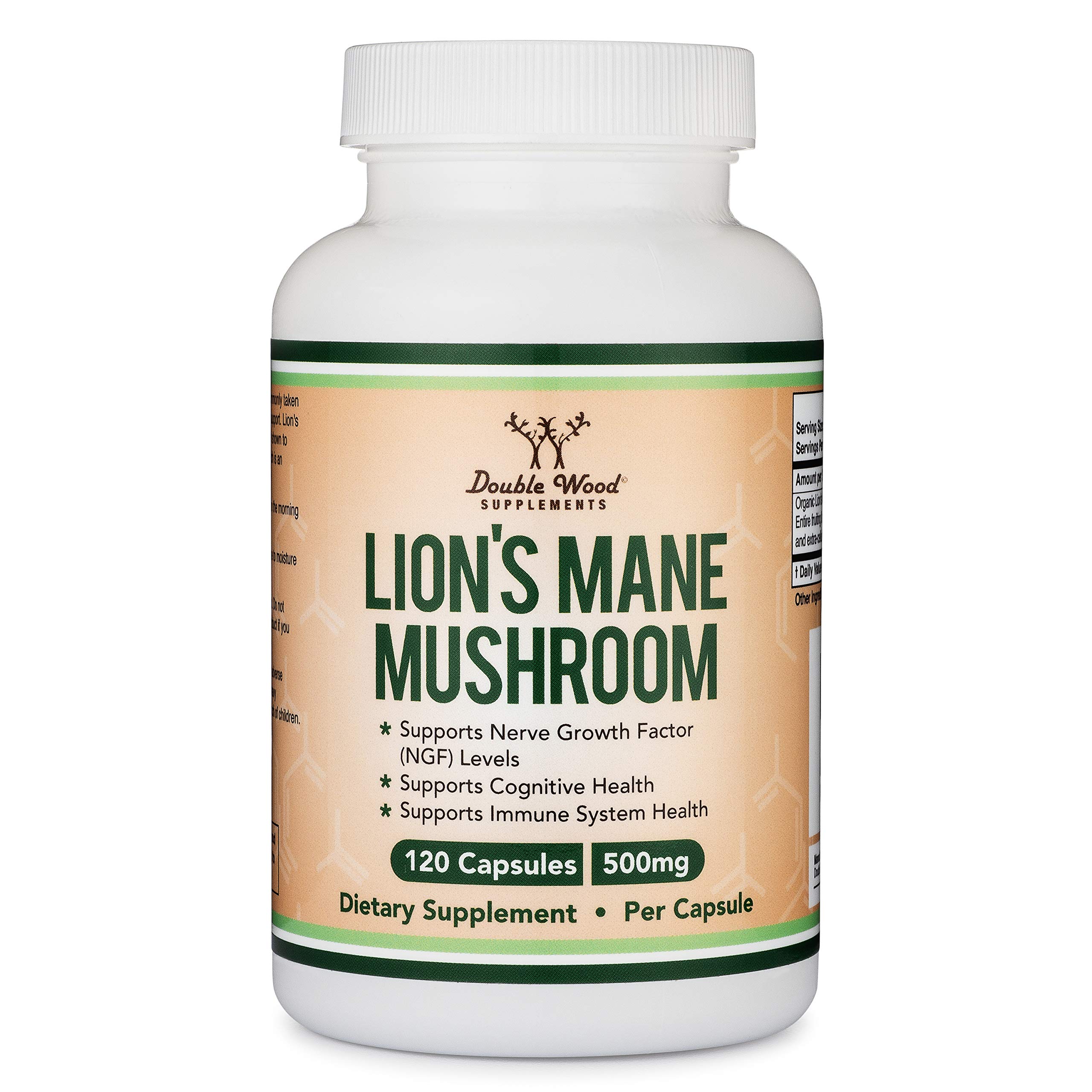 Lions Mane Mushroom Capsules (Two Month Supply 120 Count) Organic and