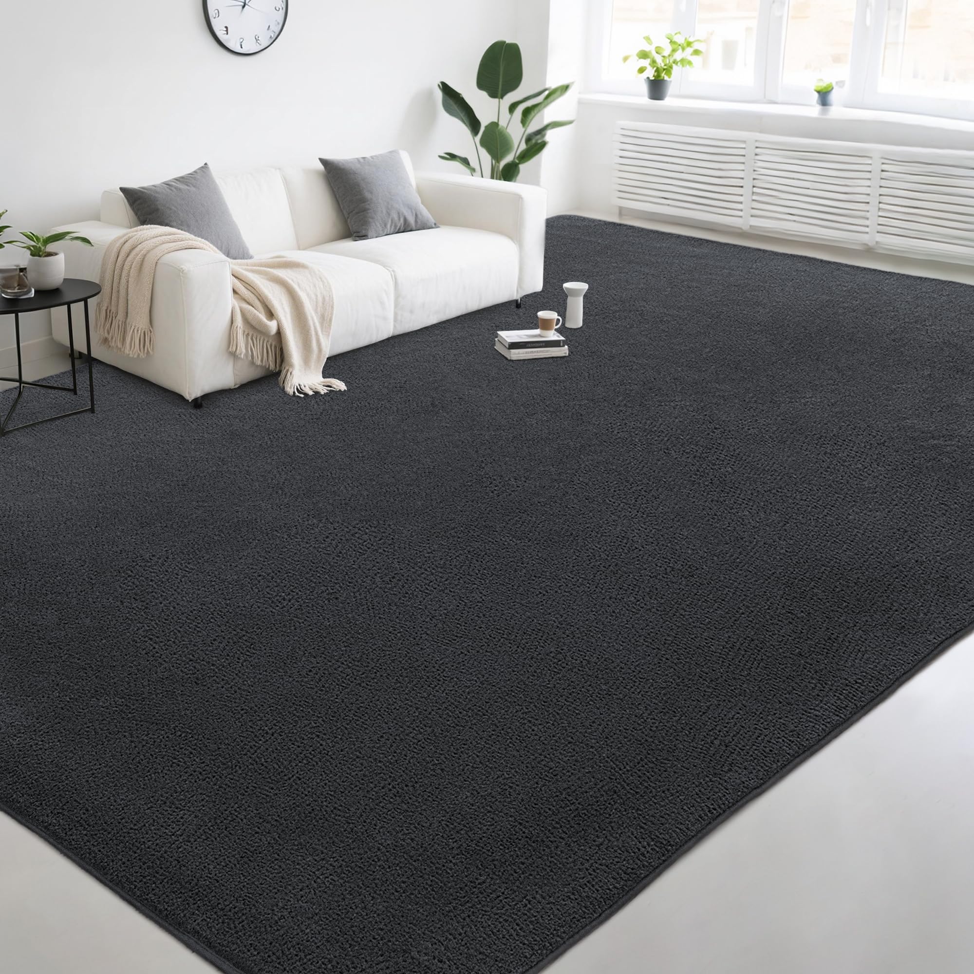Photo 1 of AAFKK Large Modern Area Rugs for Living Room Bedroom, 5x8 Feet Dark Grey Ultra Soft Thickened Memory-Foam Indoor Rug, Comfy Aesthetic Solid Minimalist Carpets for Girls Boys Nursery Dorm Home Decor