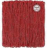 Huskein 100 PCS Christmas Beads Bulk, 33" Valentines Day Beads Necklaces, Mardi Gras Beads Necklaces Bulk, Red Round Beads For Parade Throw Carnival Accessories Party Supplies Favors
