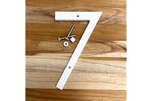 GO HOME NUMBERS 5 Inch Modern Plastic House Numbers and Letters with hardware included. Black and White Arrows, North South East West, Unit A B, No.- Dash, 1/2 (7, WHITE)