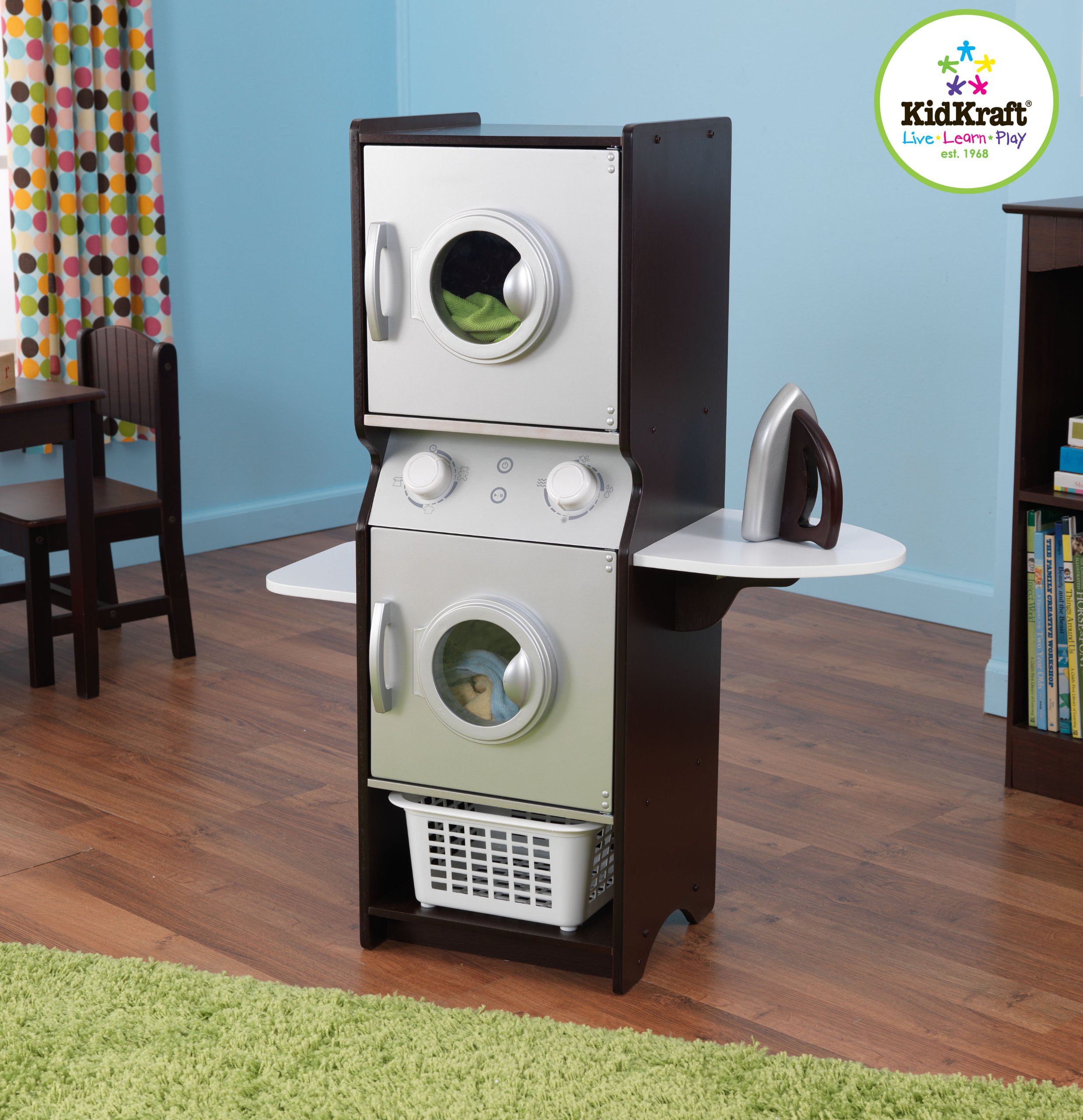 KidKraft Laundry Playset Children's Pretend Wooden Stacking Washer and