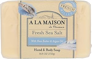 A LA MAISON Fresh Sea Salt Bar Soap - Triple French Milled Natural Moisturizing Hand Soap Bar (1 Bar of Soap, 8.8 oz)