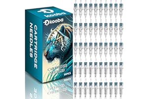 KOOBA 50Pcs Disposable Tattoo Cartridge Needles #10 Bugpin Assorted Mixed Size Round Liner Shader Magnum - 5 Pcs each of 3RL 5RL 7RL 9RL 5RS 9RS 9M1 15M1 9RM 15RM with Membrane Safety for Pro and Beginners