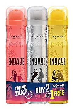 Engage Deodorant for Women, 150ml / 165ml Buy 2 Get 1 Free (Blush, Drizzle & Tease) (Weight May Vary)