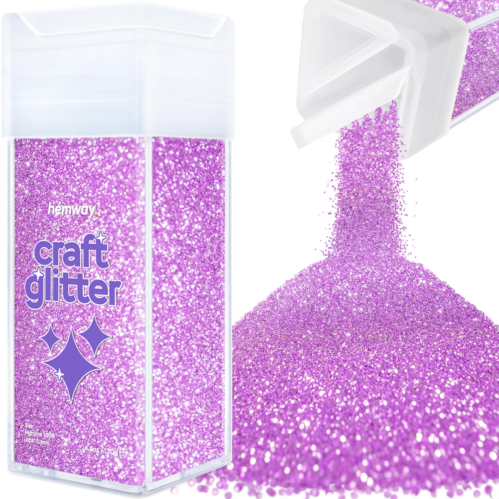 Hemway Glitter Shaker Lavender Purple 110g Microfine, Craft Glitter Shaker for Resin & Epoxy Crafts, Christmas Art Supplies, Nail, Body, Face, Eye, Festival, Crafting, Slime, Sparkle
