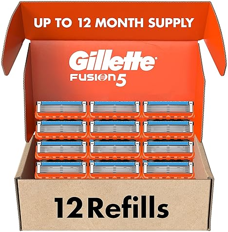 Shave & Hair Removal - Gillette Fusion5 Mens Razor Blade Refills, 12 Count, Lubrastrip for a More Comfortable Shave