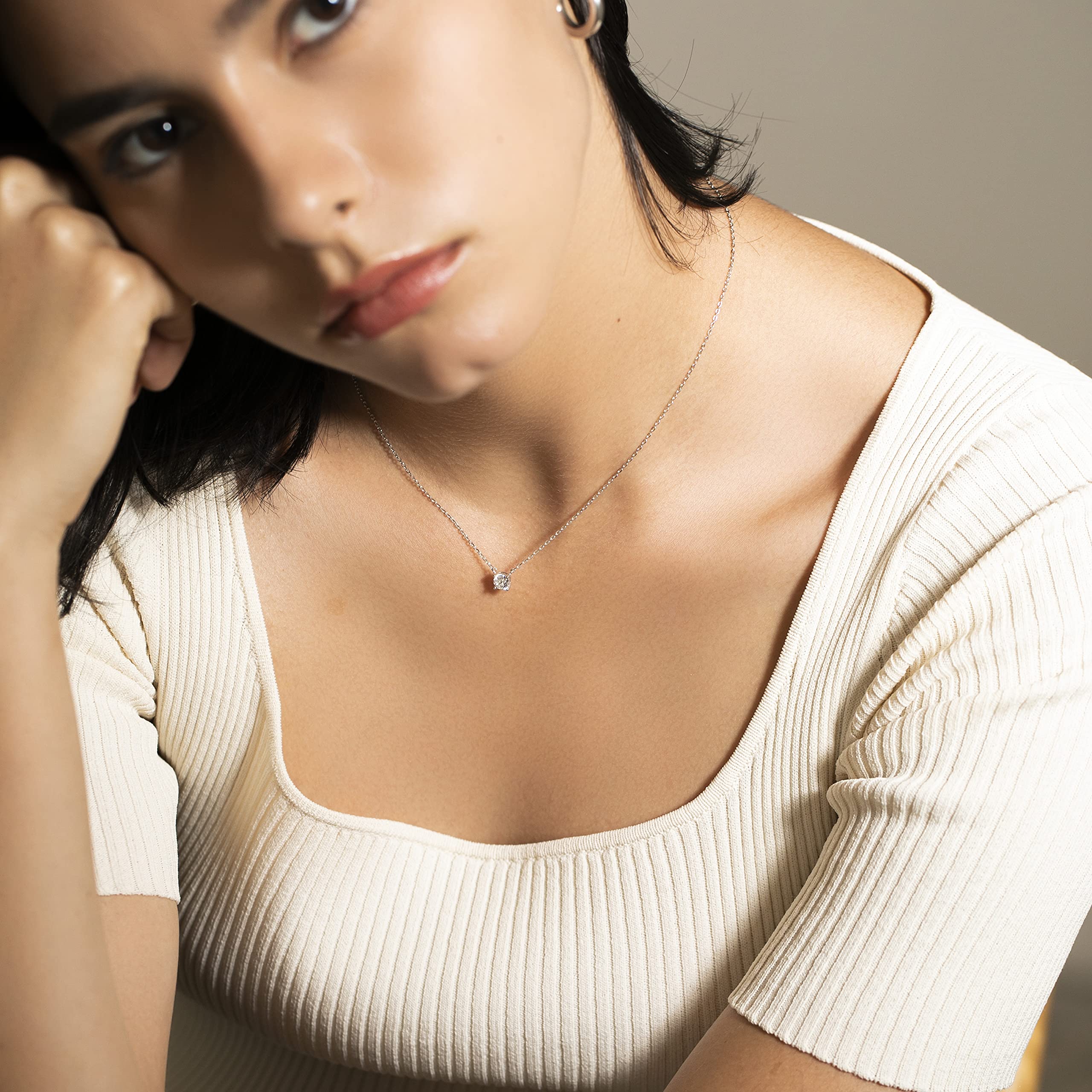 S.Leaf Gold Necklace for Women Sterling Silver Gold Plated Choker Pendant Cubic Zirconia Solitaire Necklaces for Women Birthday Gifts