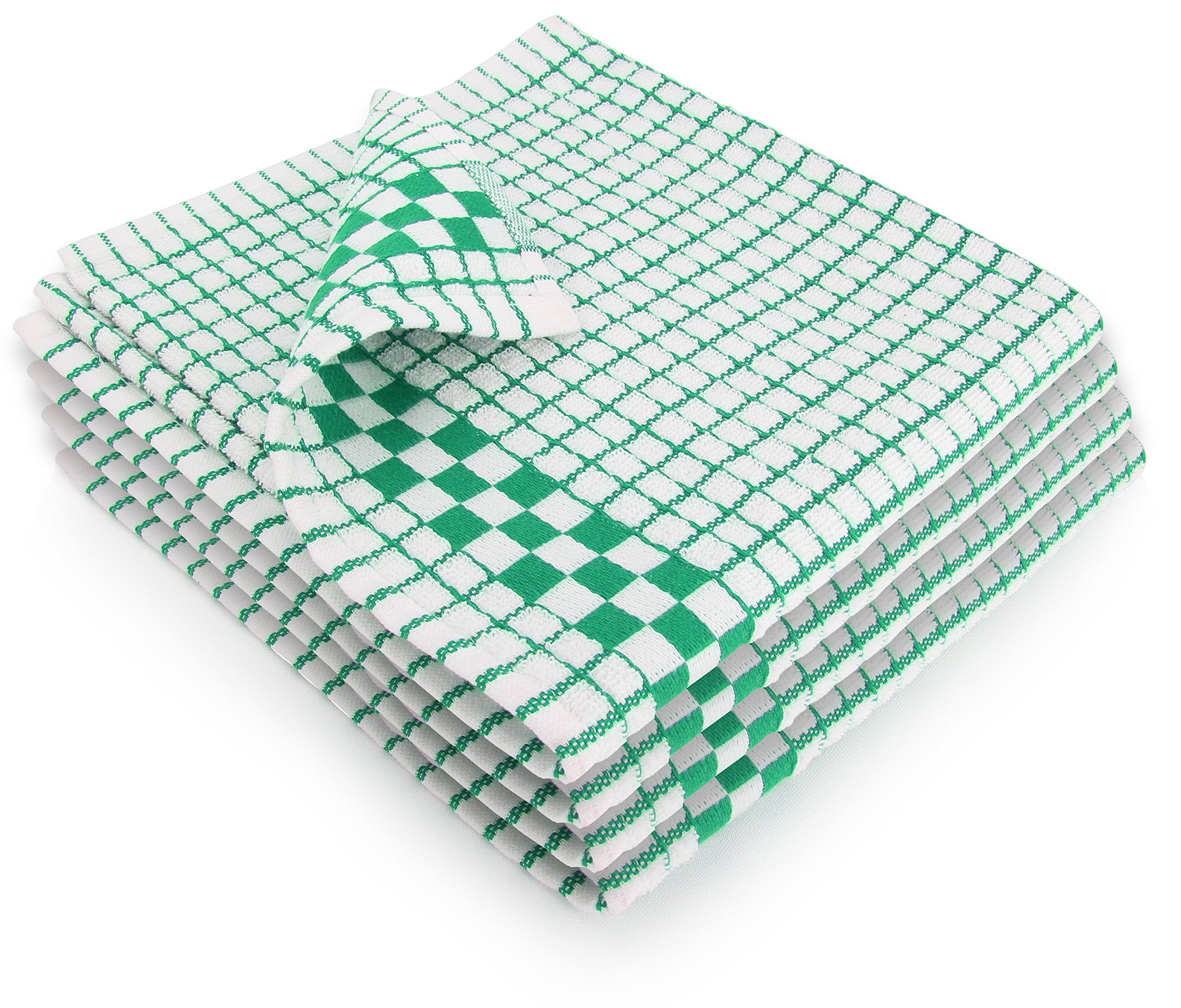 Fecido Classic Kitchen Tea Towels with Hanging Loop - Set of 4, Light Green