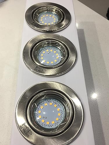 Pack Of 3 X Led Down Ceiling Light Tilting Brushed Chrome Finish