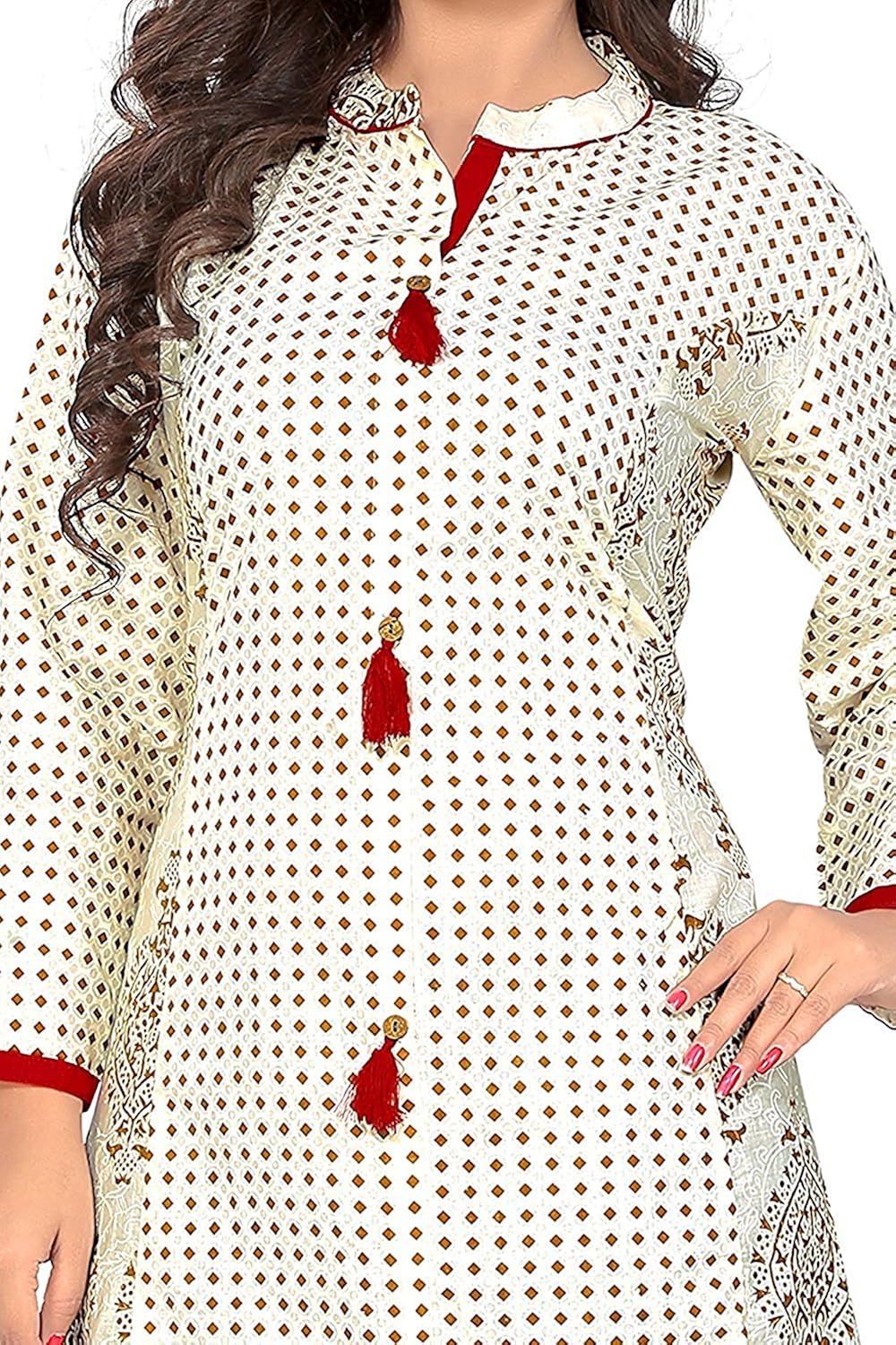 fabdiamond women's cotton a-line kurti(xl-size)