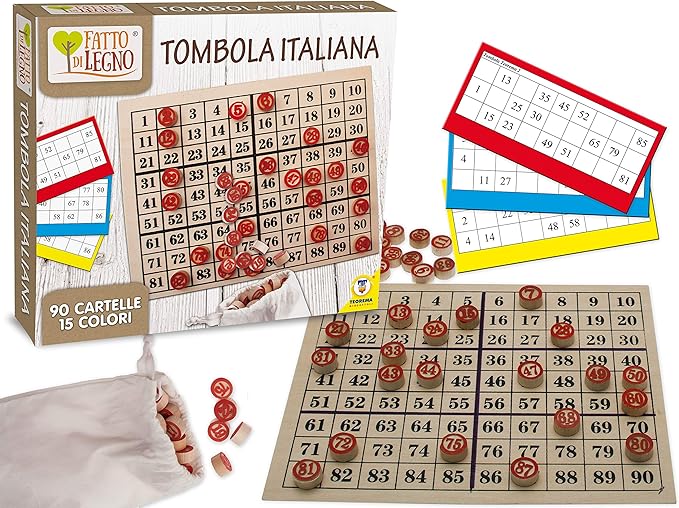 Teorema 40423 Gioco Tombola Tabellone In Legno 90 Cartelle Amazon It Giochi E Giocattoli