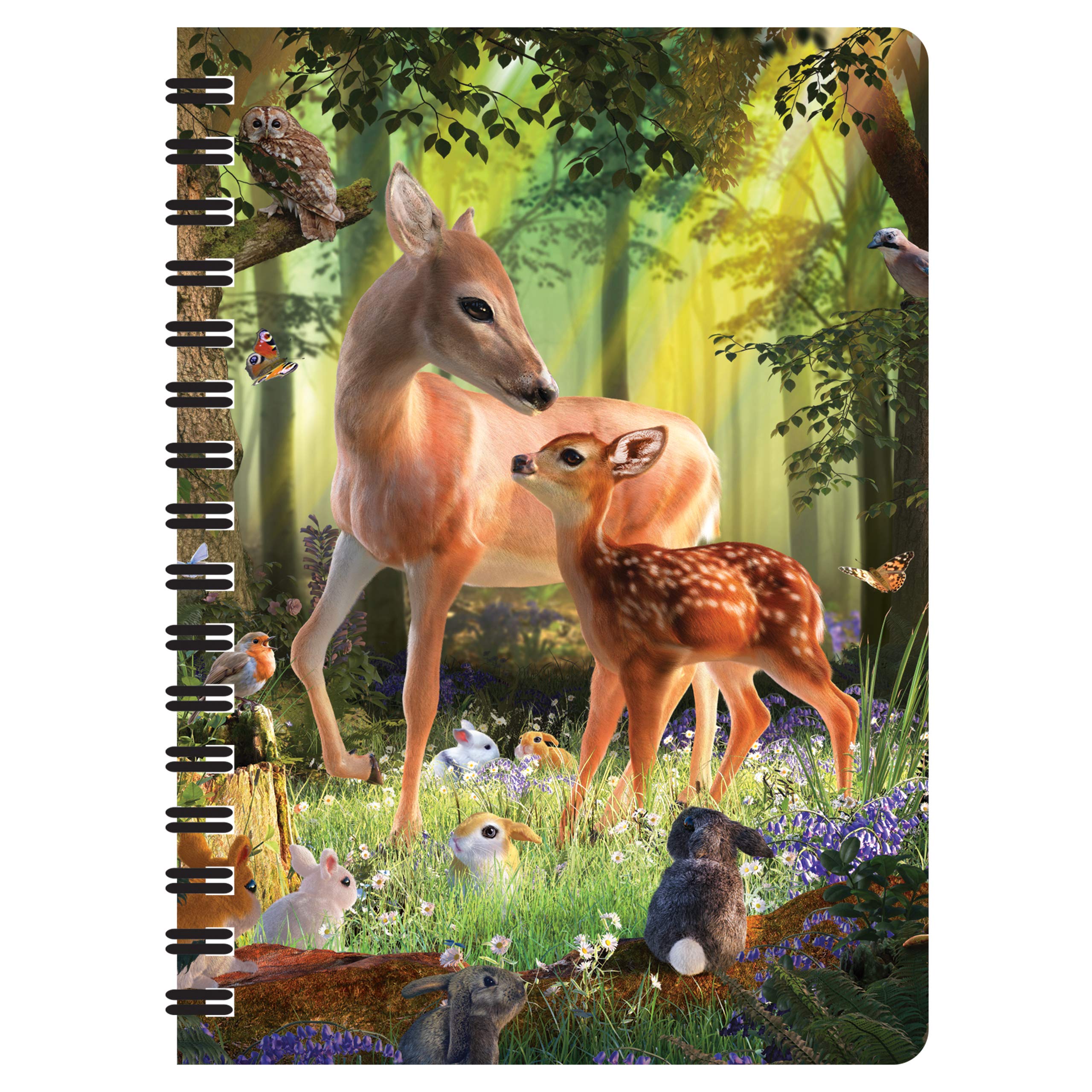 3D LiveLife Jotter - Deer at Dawn from Deluxebase. Spiral Bound A6 Notebook with 80 Plain Recycled Pages. Pocket Sized Animal Notepad, Journal or Drawing Book with Cute Cover