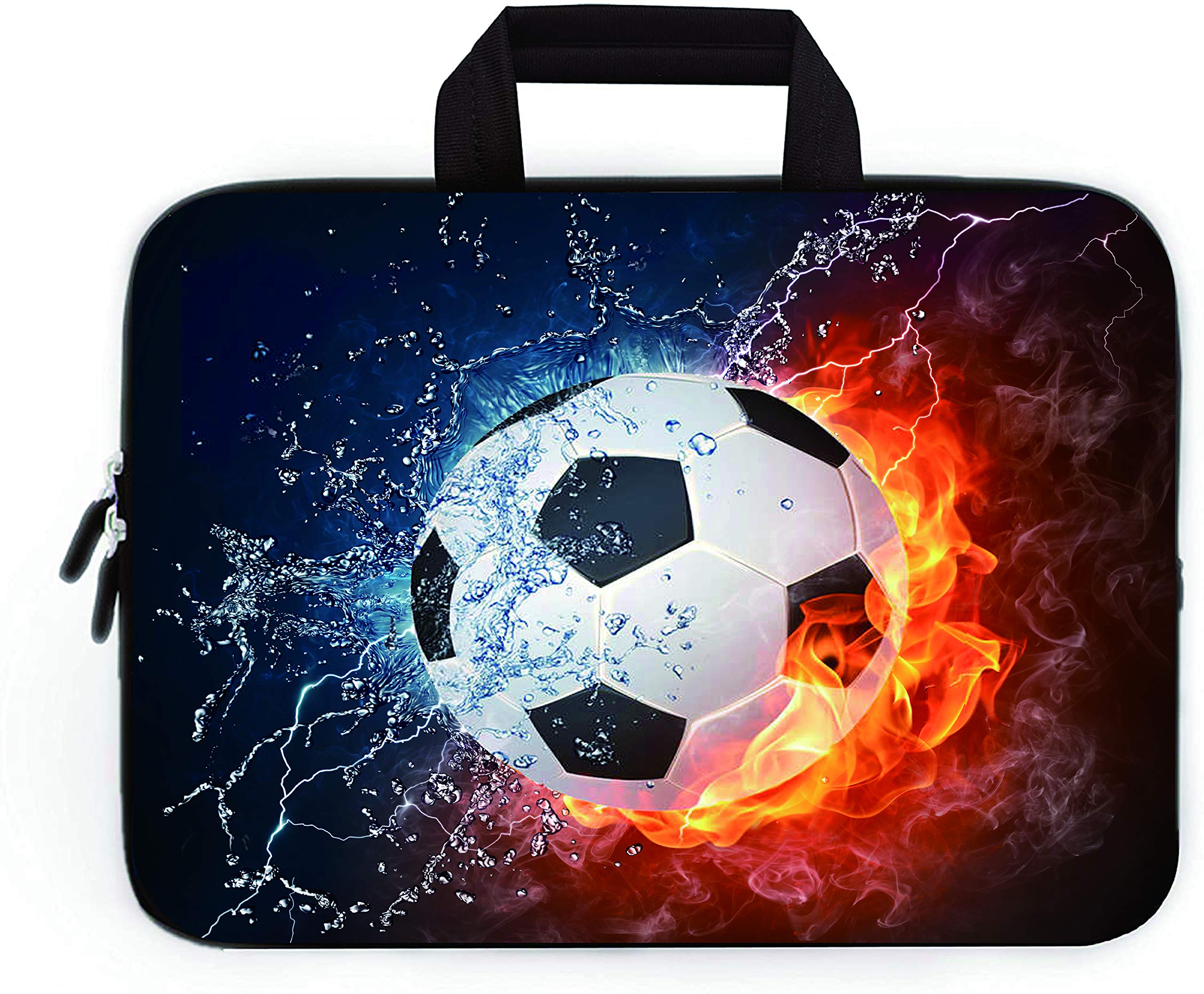 14 15 15.4 15.6 inch Laptop Handle Bag Computer Protect Case Pouch Holder Notebook Sleeve Neoprene Cover Soft Carrying Travel Case for Dell Lenovo Toshiba HP Chromebook ASUS Acer (Football Fire)