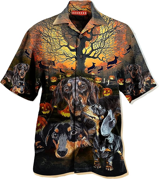 dachshund print hawaiian shirt