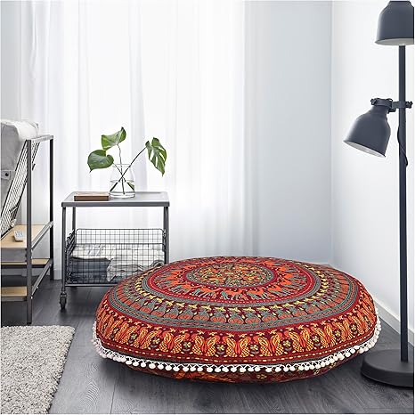 Buy Large Round Pillow Cover Decorative Mandala Pillow Sham Camel