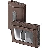 Compact RFID Sleeve Wallet Premium Leather Minimalist Money Clip Card Holder 10 Cards