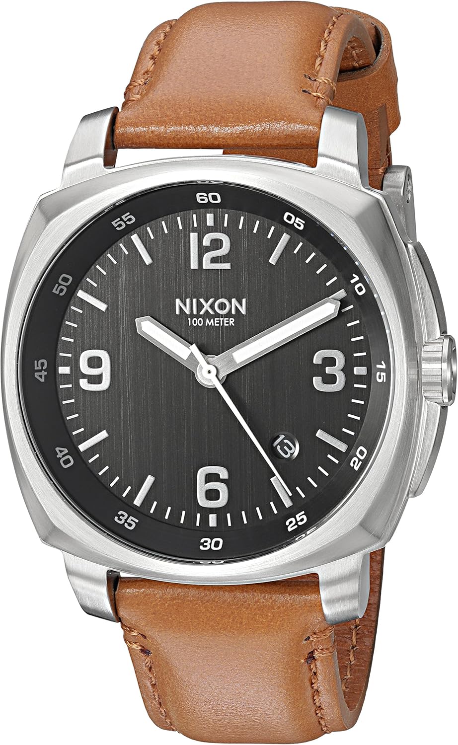 Nixon Men's 'Charger' Quartz Metal and Leather Watch, Color