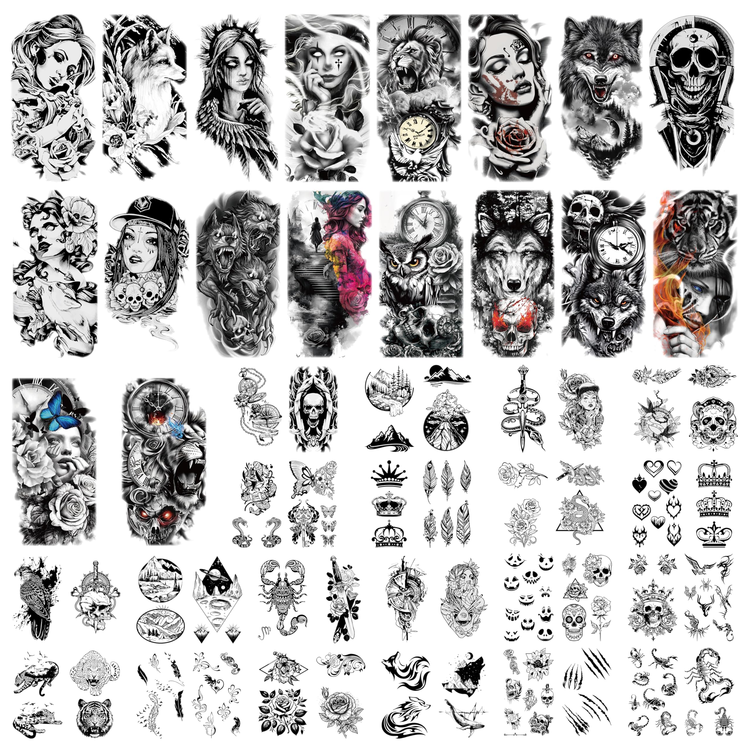 Temporary Fake Arm Tattoos Stickers Sleeves Kit