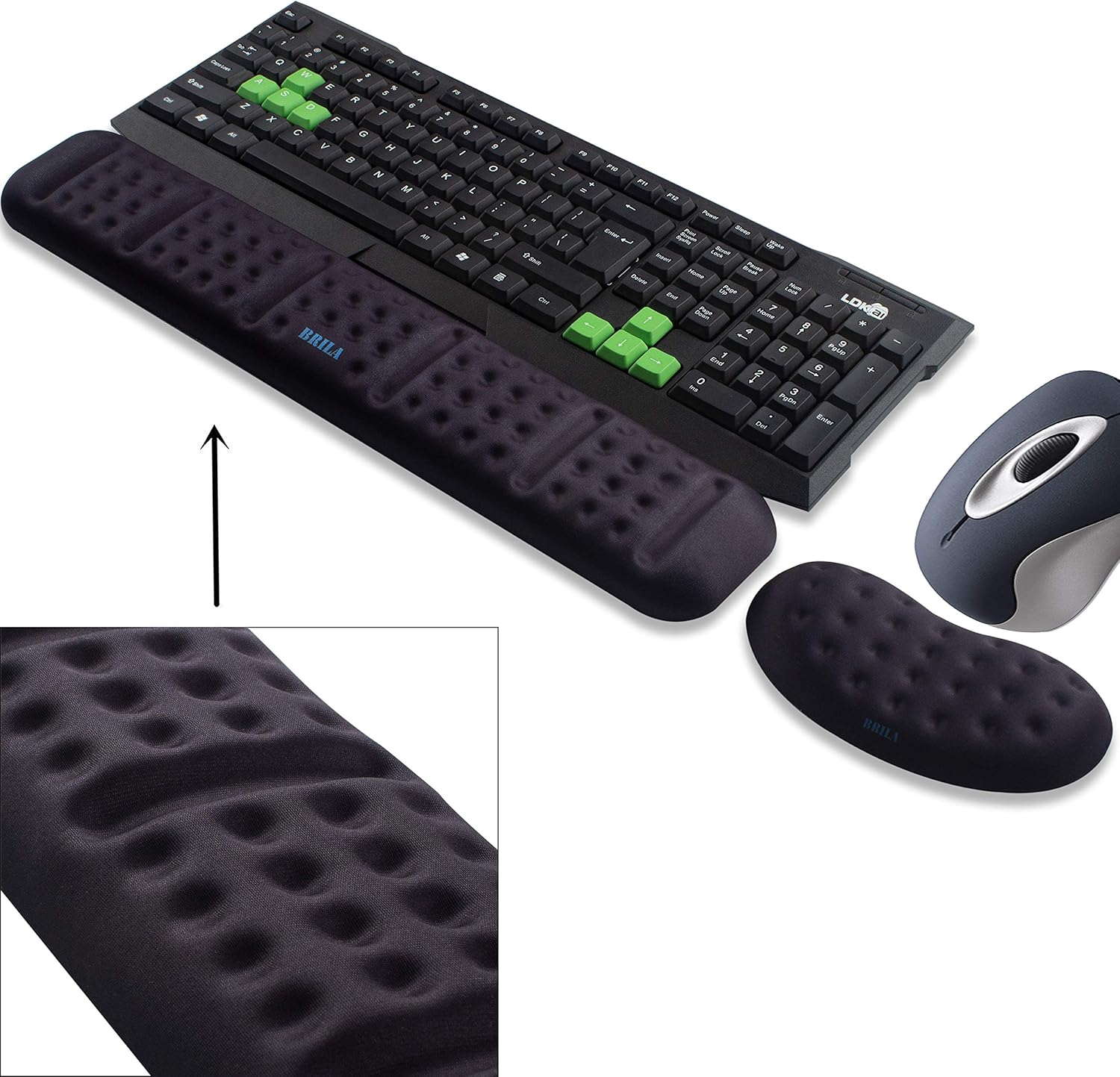 BRILA Upgraded Ergonomic Keyboard and Mouse Wrist Rest Support Cushion
