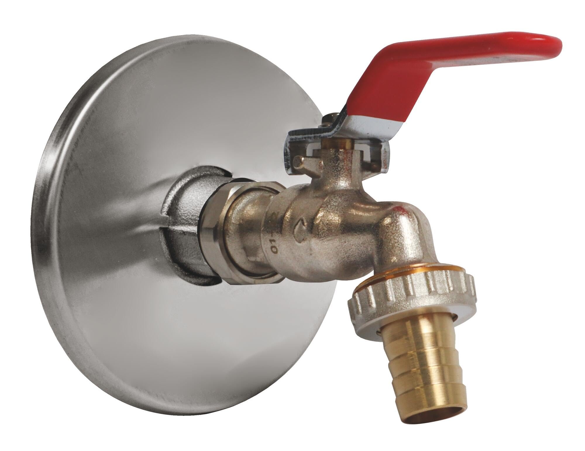 SOMATHERM FOR YOU - Kit with adjustable ball valve 15/21-20/27 + wall bracket with rosette made of chrome-plated brass - flat handle - male thread 1/2" (15/21) - output 3/4" (20/27)