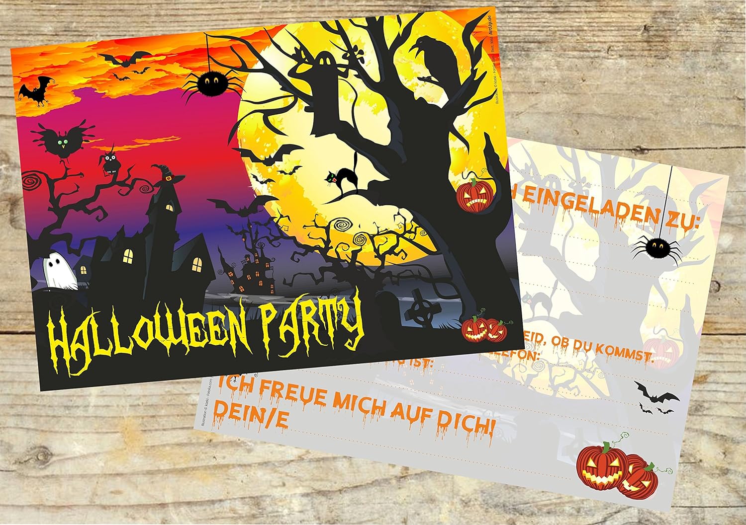 Artup De 12 Halloween Party Einladungskarten Gruselige Schone Karten Im Set Din A6 Vorlagen Einladungstext Geburtstag Spielzeug Party Dekoration