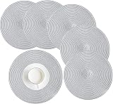 HEYOMART Round Placemats Set of 6 38cm Silver Woven Placemats Christmas