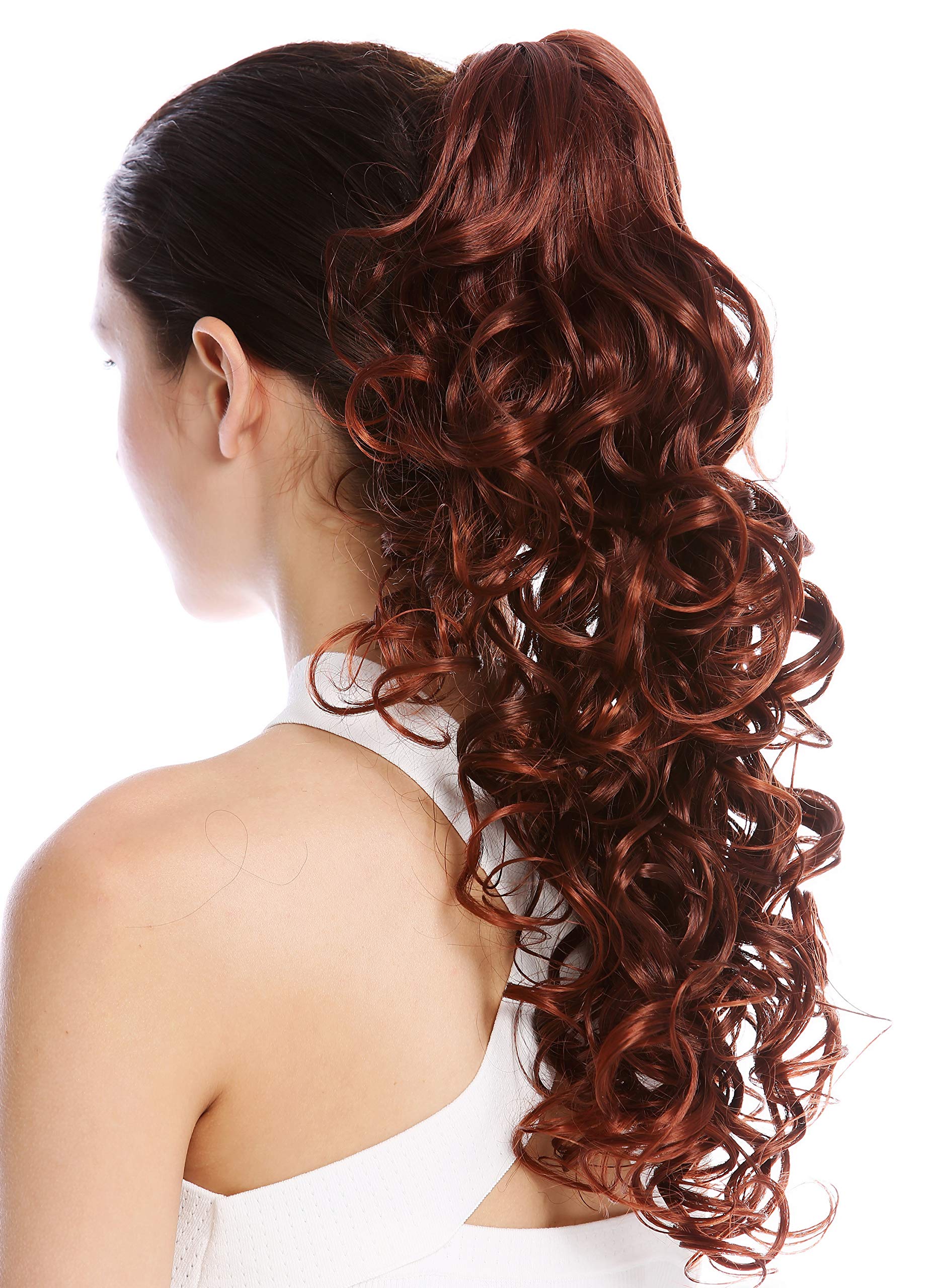 WIG ME UP - N956-V-33T130 Ponytail Hairpiece Extensions optional Combs & Clamp long voluminous curled curls auburn copper brown highlights tips 20inch