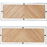 Deco 79 Wooden Geometric Home Wall Decor Linear Carved Wall Sculpture with Black Frame, Set of 2 Wall Art 32"W, 12"H, Brown