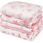 GLLQUEN BABY Muslin Swaddle Blankets 4-Pack Breathable Receiving Blankets (35" x 40") Soft Baby Blankets for Girls and Boys Newborn Essentials Muslin Burp Cloths Swaddle Wrap Baby Gift (Flower)