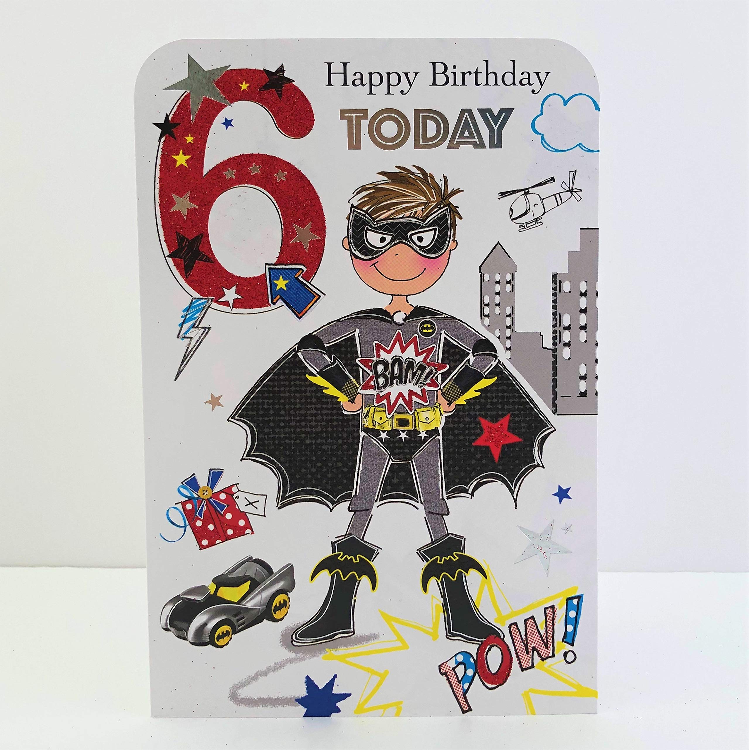 Jonny Javelin Boy Age 6 Birthday Card - Super Hero Batman