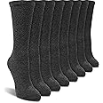 Doctor's Choice Women's Diabetic Socks, Non-Binding, Circulatory, Cushioned, Crew Socks for Swollen Feet, 4 Pack, Grey, Shoe Size 6-10, Diabetic Socks for Women Size 9-11