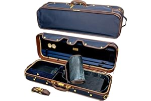M MI & VI MI&VI AW-9001 Professional Hard Wood Oblong Viola Case (Full Size) | Luxury Silk Interior | High-Density | Hygrometer | Thermometer | Adjustable 15" to 16.5" Violas (Blue - Blue)