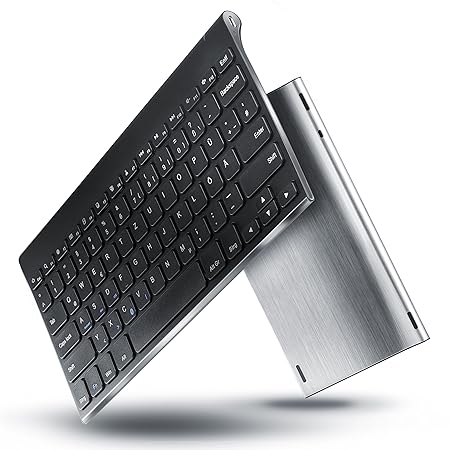 CSL – Mini Bluetooth Slim Tastatur | Bluetooth 3.0 (Wireless) | Deutsches Tastatur-Layout (QWERTZ) | 280mAh Akku | Apple iOS,