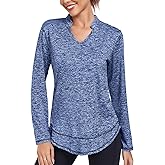 Absttith Women's Long Sleeve Workout Shirts Running Yoga Tops Athletic V Neck Sport Tee Side Split