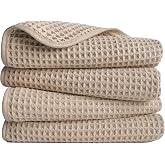 POLYTE 430 GSM Poly Blend Microfiber Quick Dry Waffle Hand Towel, 16x30 in | 4 Pack, Oversize, Lint Free, Quick Dry, Hanging Loop, 85% polyester/15% polyamide