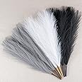 EVODIS Faux Pampas Grass Decor, 18"/45cm Artificial Pampas Grass Fluffy 6 Stem pompous Grass Flower Arrangement for Boho Home Wedding Decoration (Black,White,Grey)