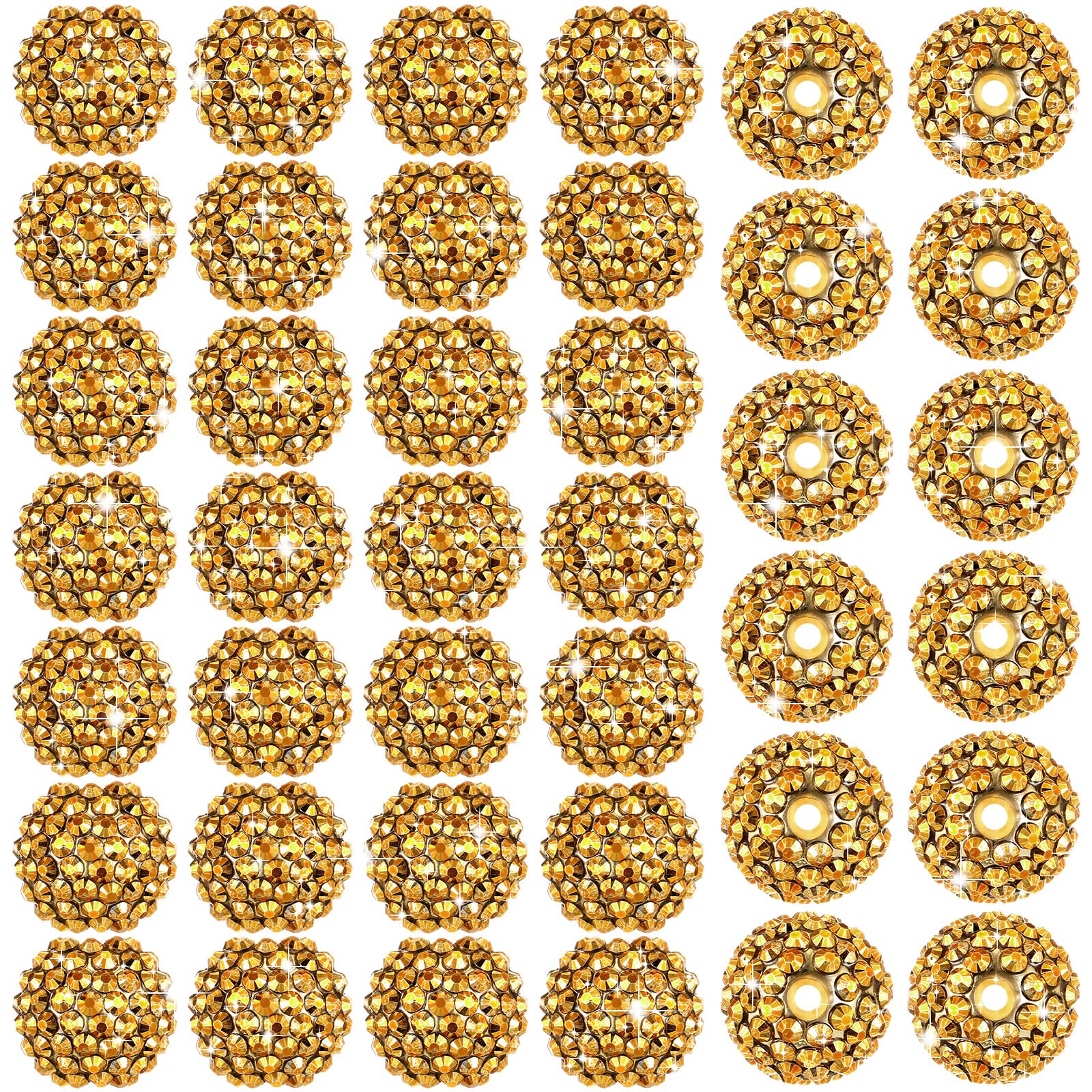 Photo 1 of Loetere 40 Pcs 20 mm Rhinestone Beads Bulk Crystal Round Disco Ball Chunky Bubblegum Beads for Pens Bracelets Charms Craft European Style Jewelry Making Supplies Christmas(Gold)