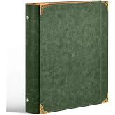 Ovesmusl PU Leather 3 Ring Binder, 2 Inch Green | Fits 8.5x11 letter paper, holds 500 sheets, round rings, loose leaf organizer