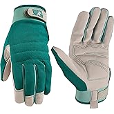 Wells Lamont Women's High Dexterity Adjustable Work and Gardening Gloves, Green, Medium (7754M)